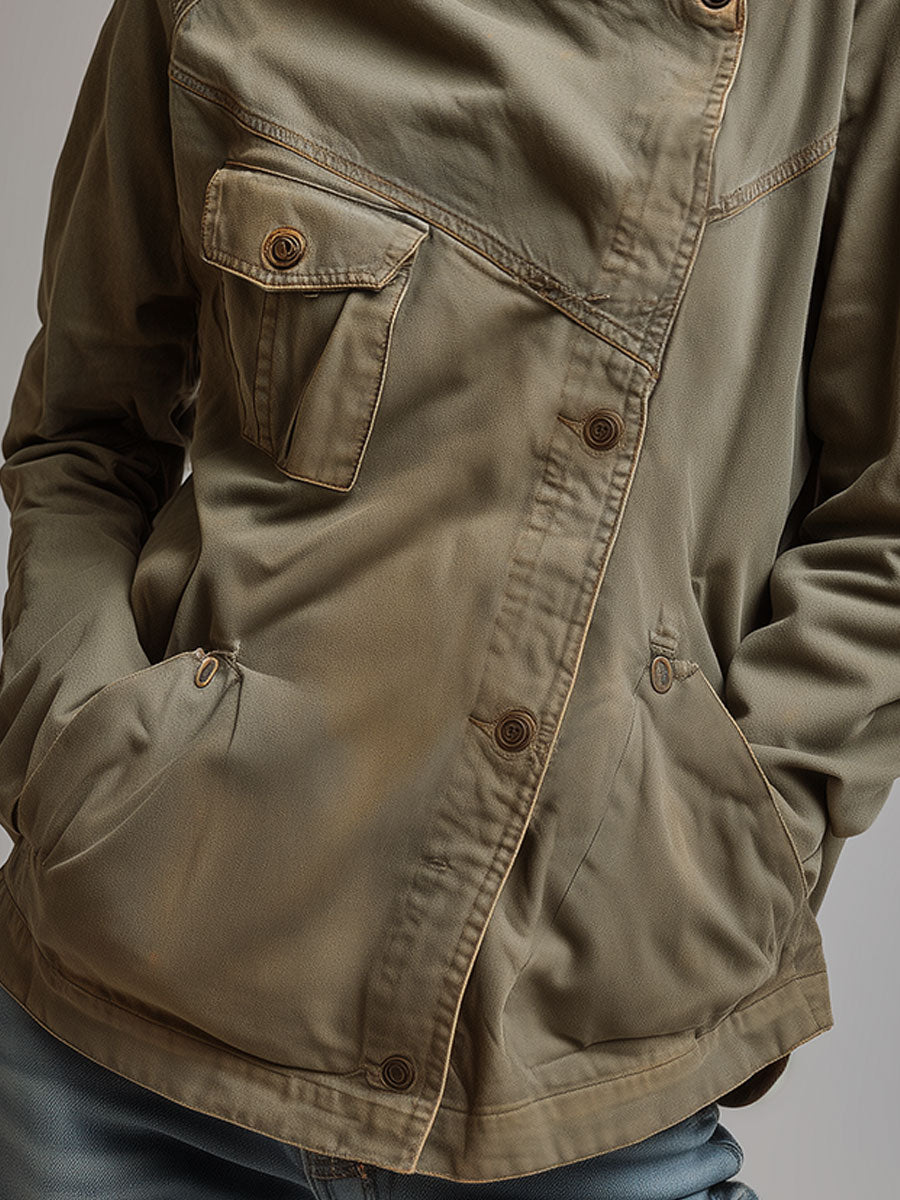 Camille | High Collar Utility Pocket Jacket