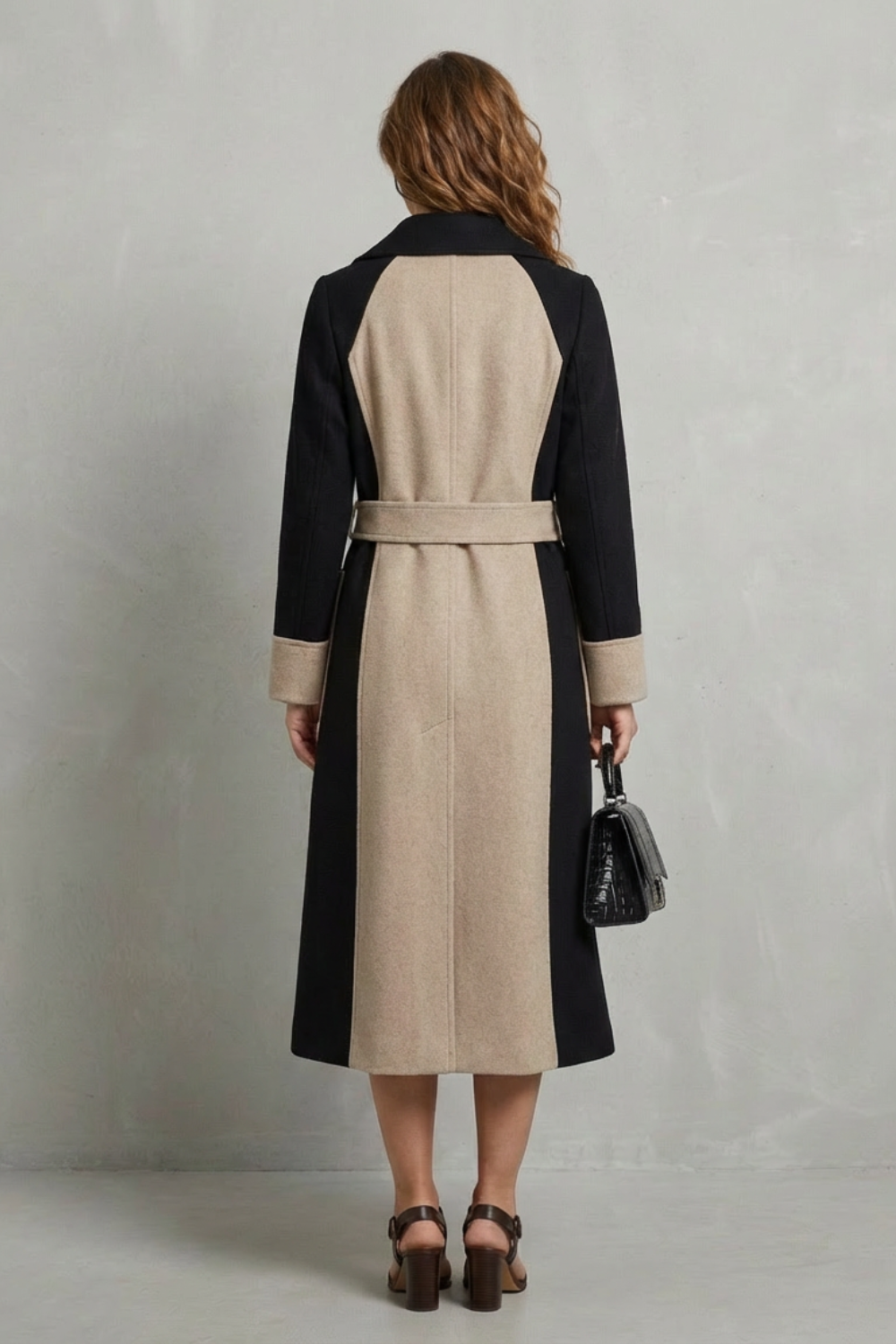 Clara | Contrast Double Breasted Tailored Long Coat