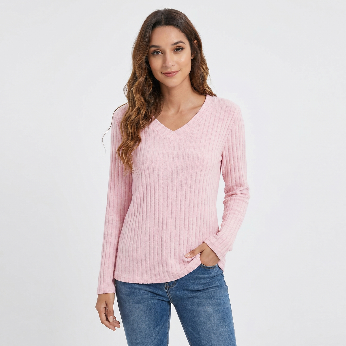 Coraline | Ribbed V-Neck Jumper