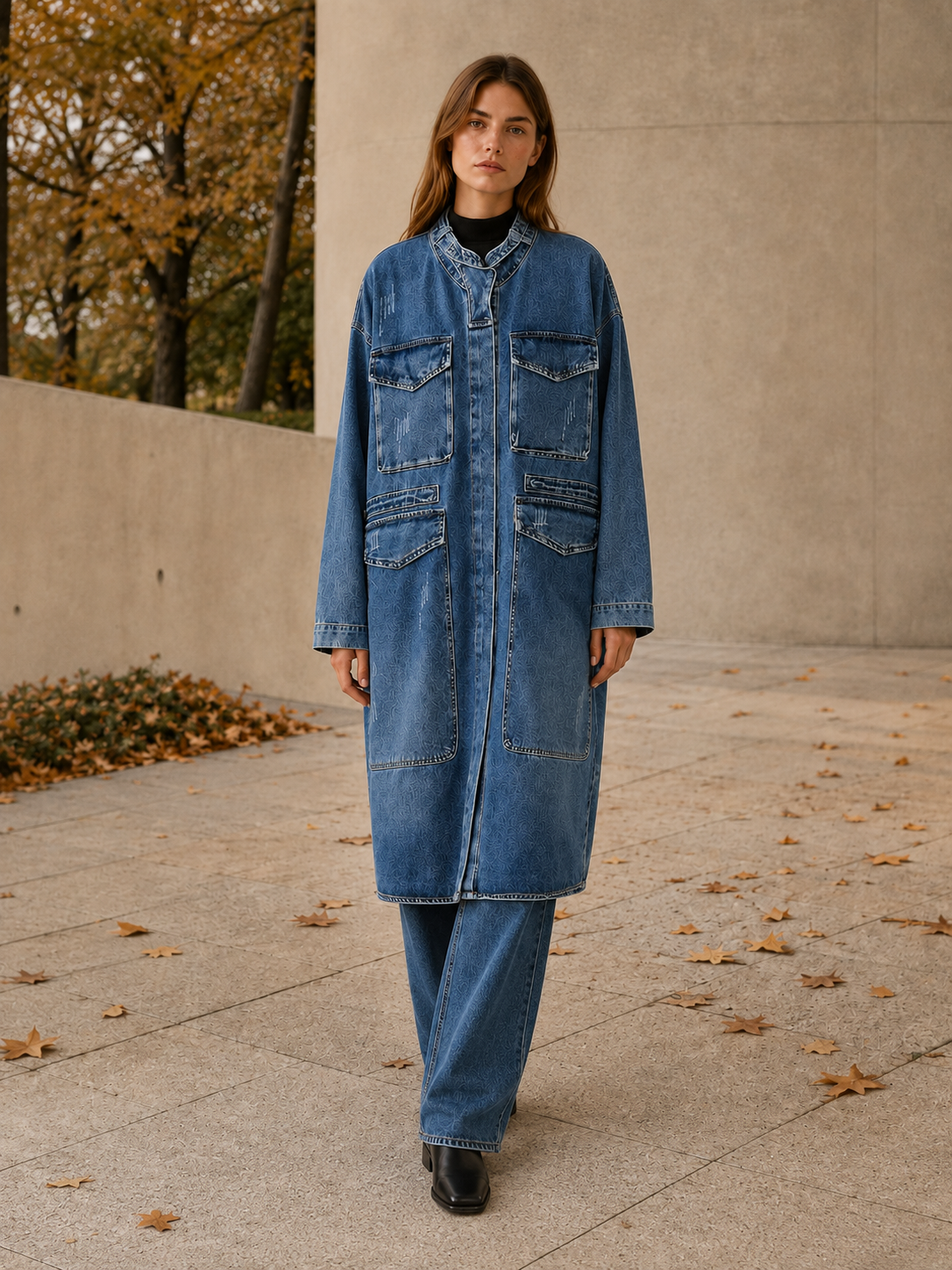 Delilah | Oversized Pocket Denim Long Coat
