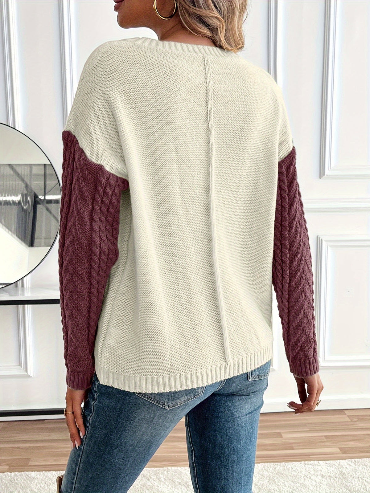 Esme | Pull en maille torsadée à empiècements contrastants