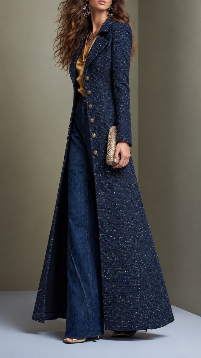 Harriet | Long manteau oversize en tweed ajusté