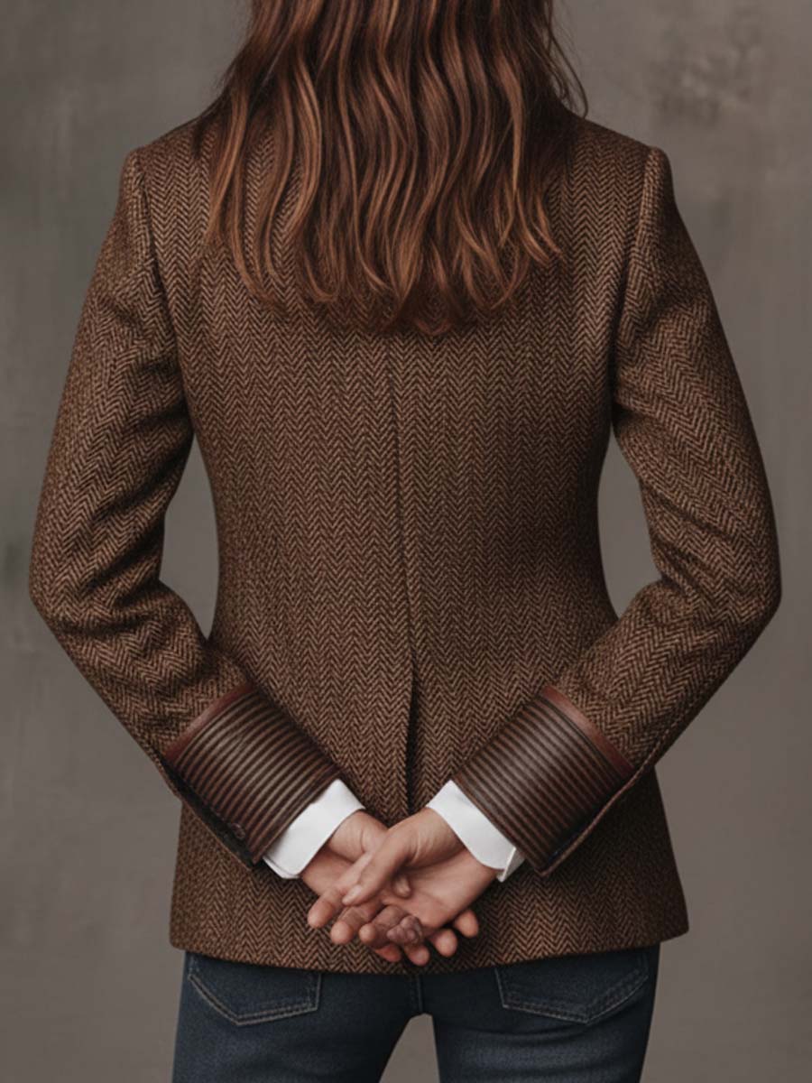 Ines | Herringbone Printed Panel Blazer