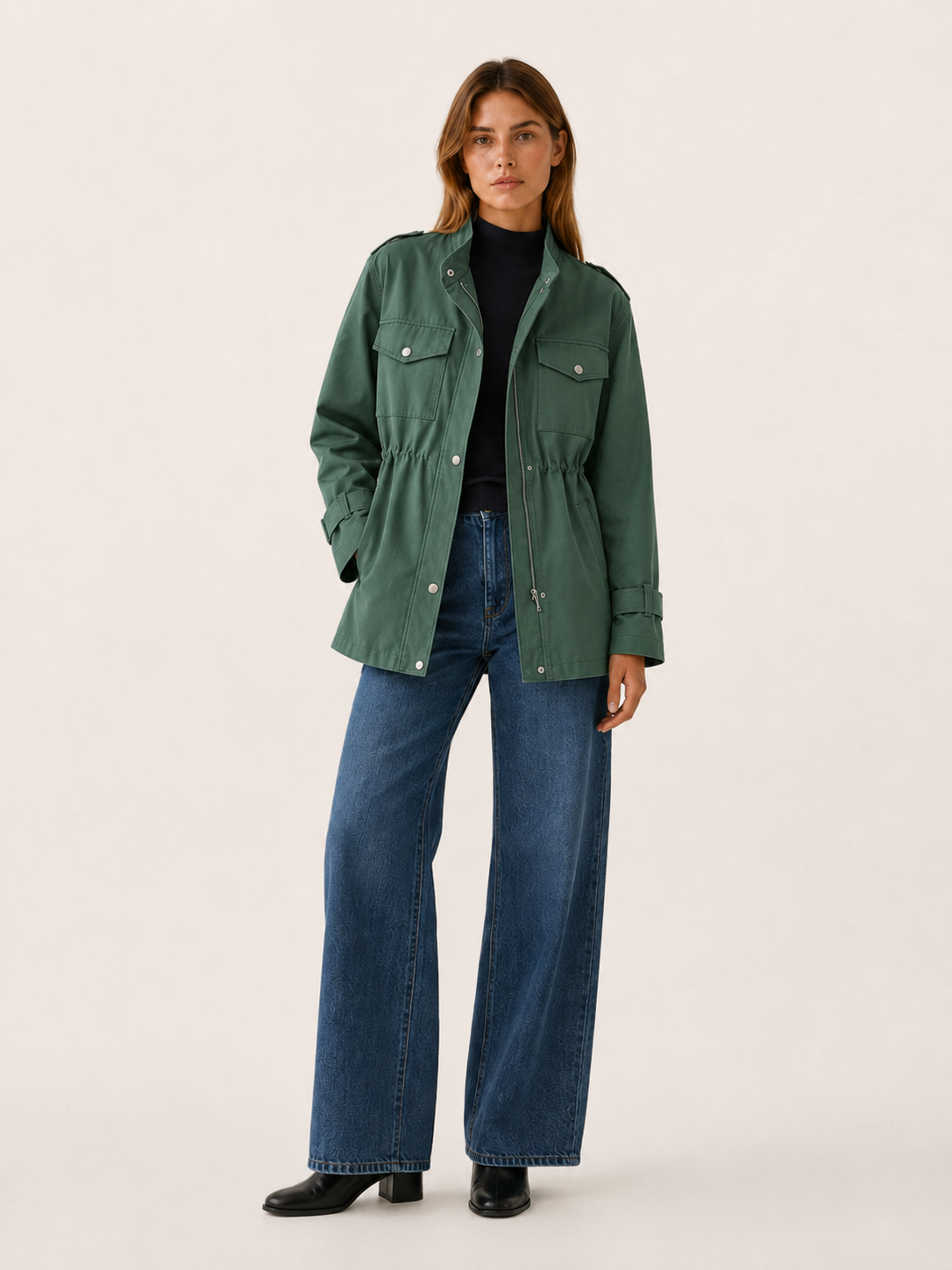 Ísabella | High Neck Tailored Utility Jacket