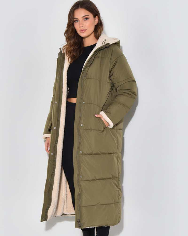 Marlowe | Sherpa Lined Hooded Long Puffer Coat