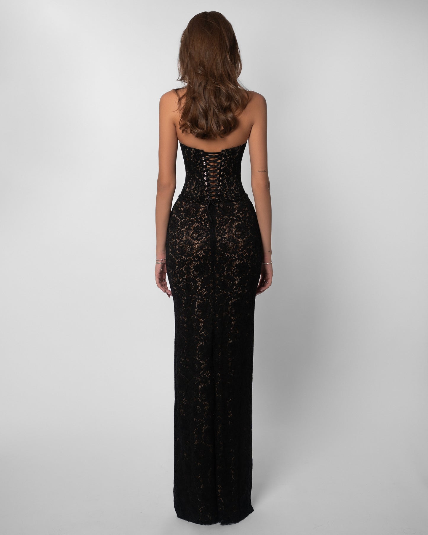 Monique Lace Halter Corset Maxi Dress