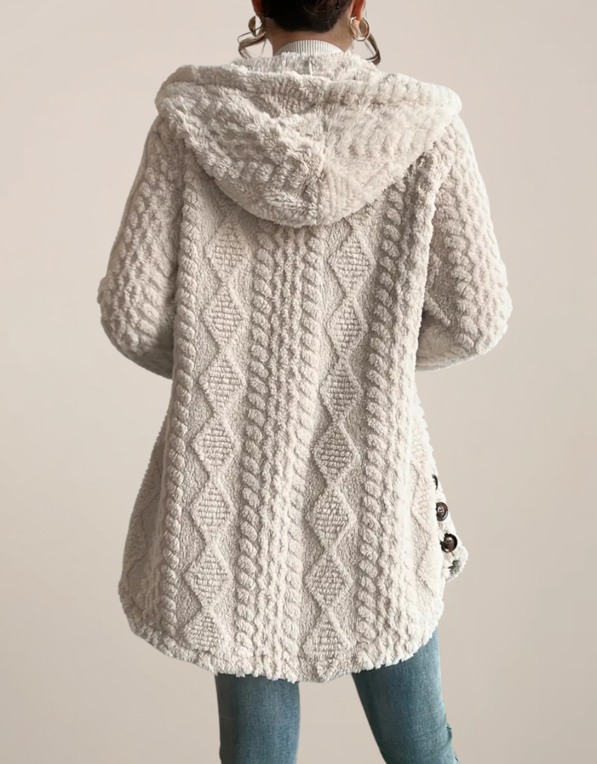 Winnie | Textured Fleece Hooded Cardigan