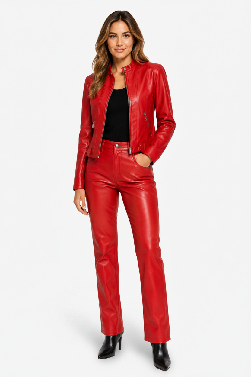 Sienna | High Neck Faux Leather Zip Up Jacket