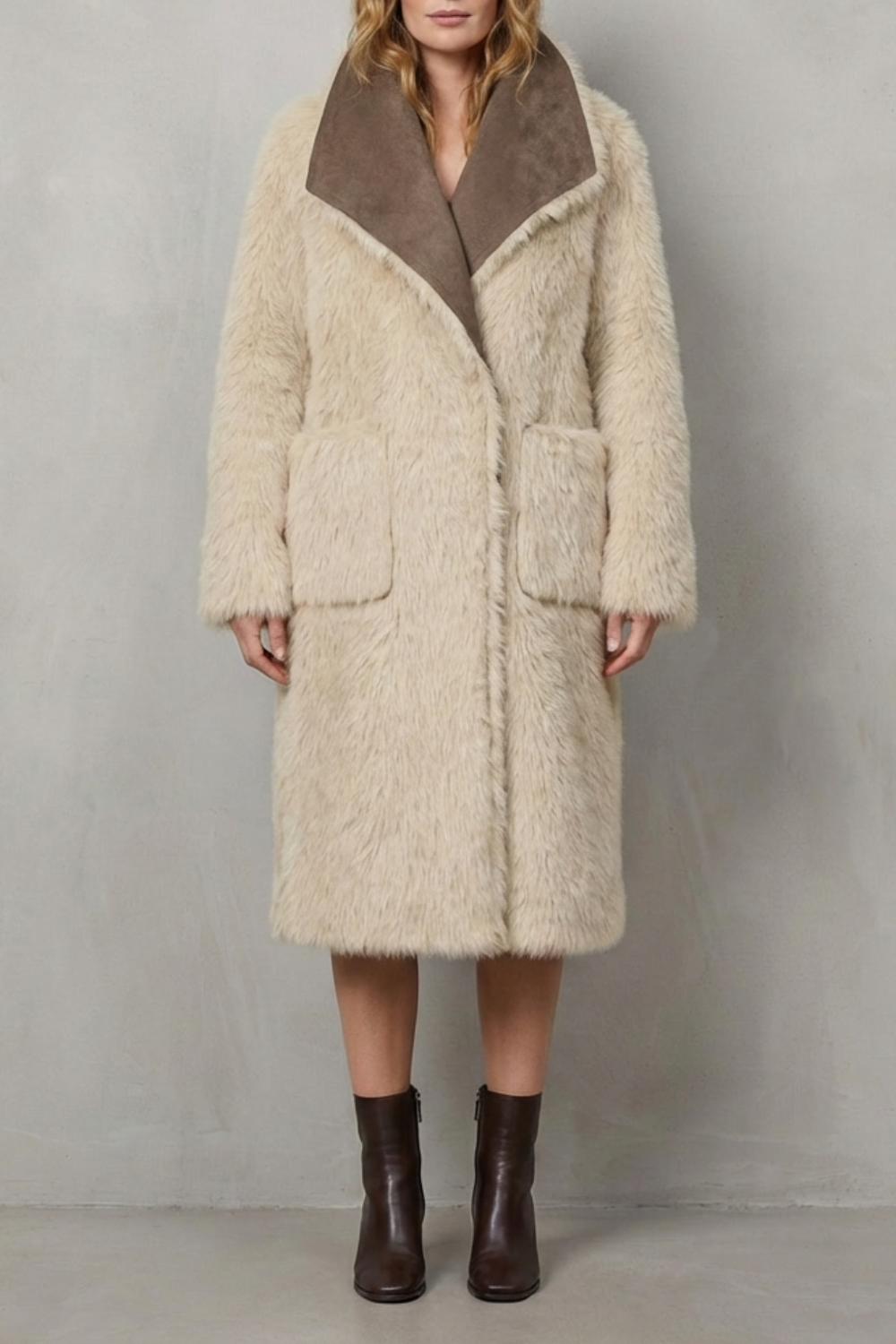 Virellia | Faux Shearling Longline Coat