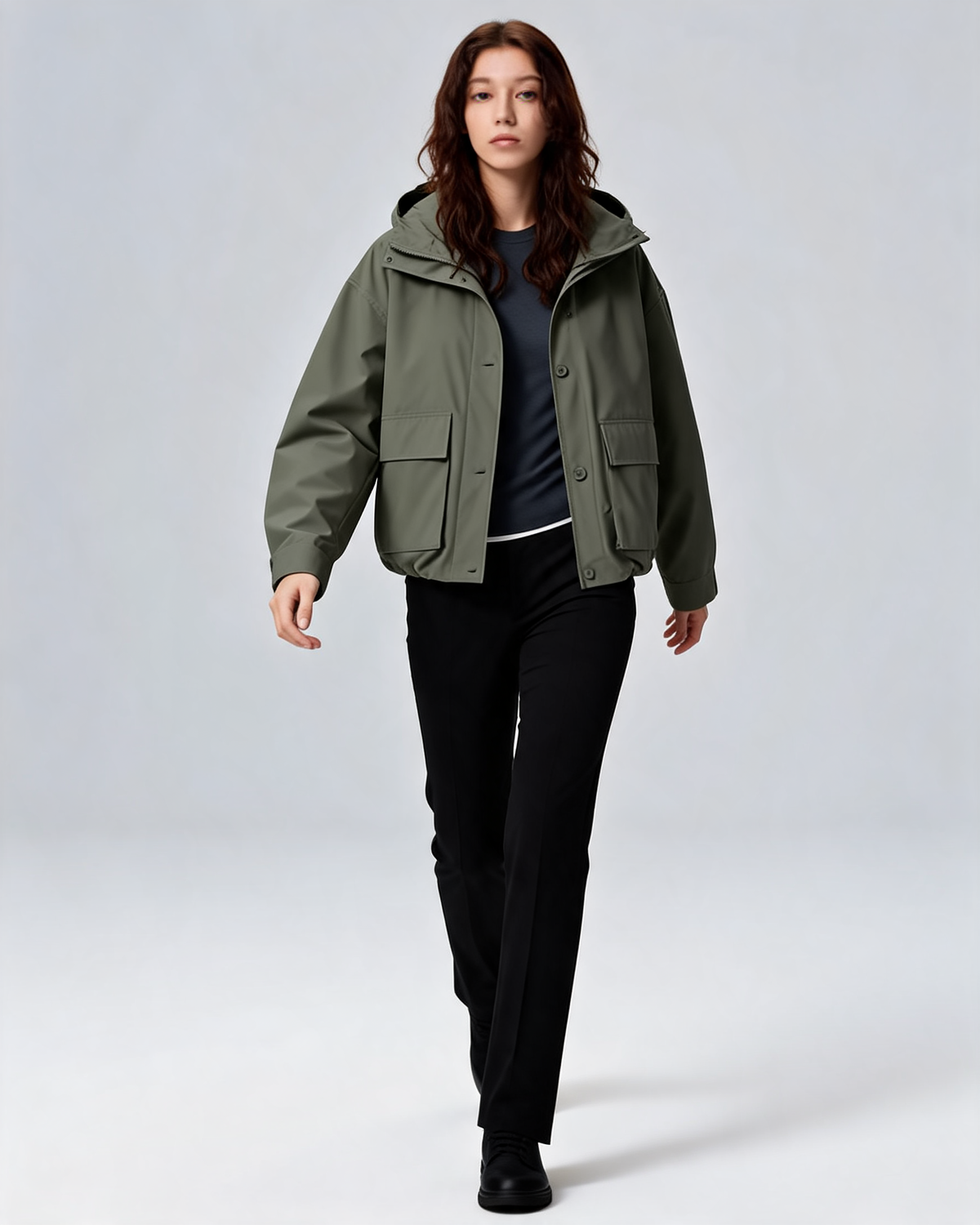 Olivia | Hooded Utility Pocket Jacket