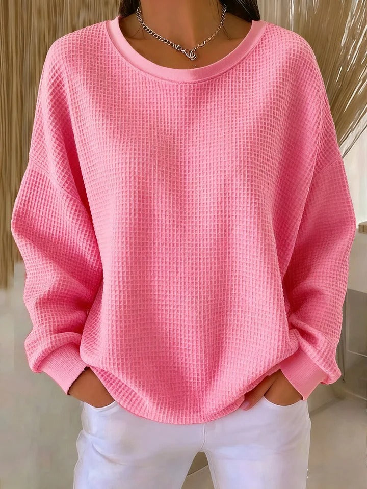 Scarlet | Crew Neck Waffle Knit Jumper