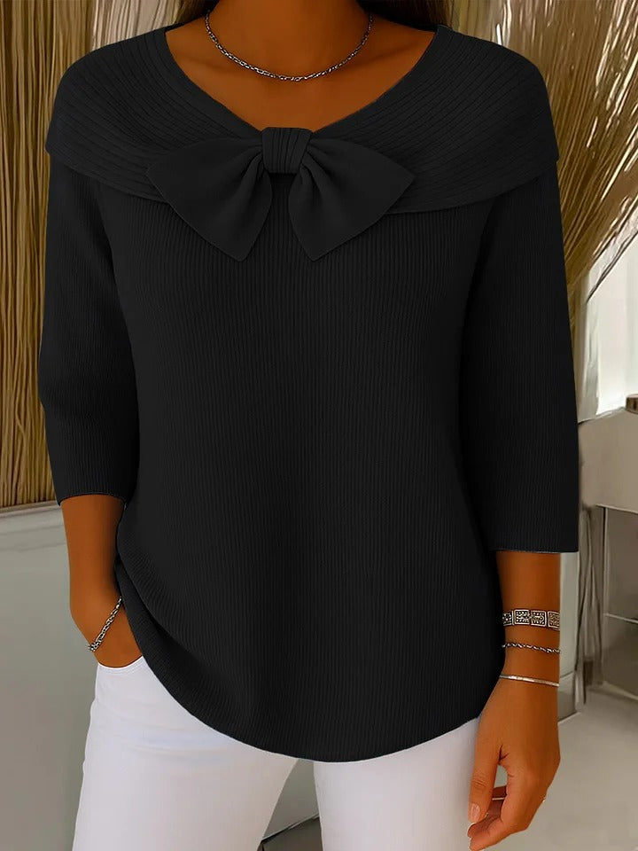 Giana | Ribbed Knit Bow Detail Jumper