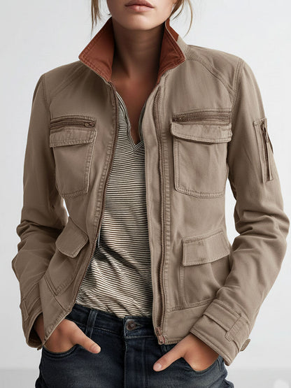 Sloane | High Collar Multi Pocket Utility Jacket