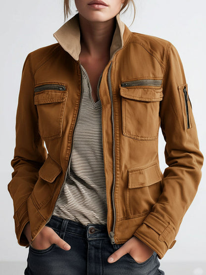 Sloane | High Collar Multi Pocket Utility Jacket