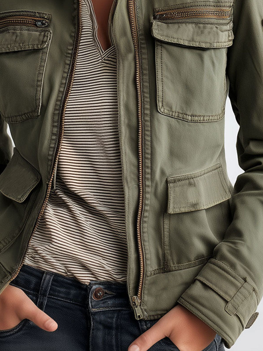 Sloane | High Collar Multi Pocket Utility Jacket