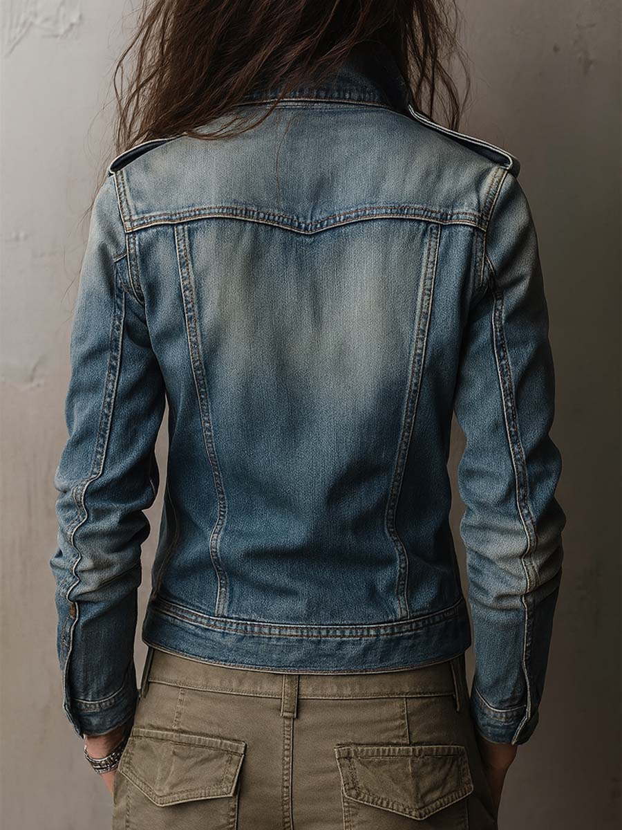 Elara | Denim Military Utility Jacket