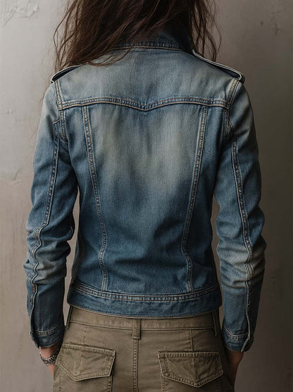 Elara | Denim Military Utility Jacket
