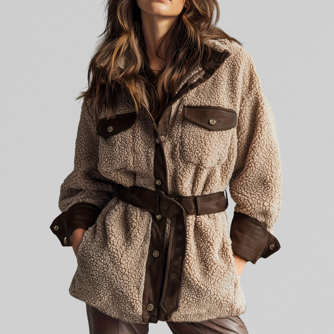 Bridget | Belted Sherpa Teddy Jacket