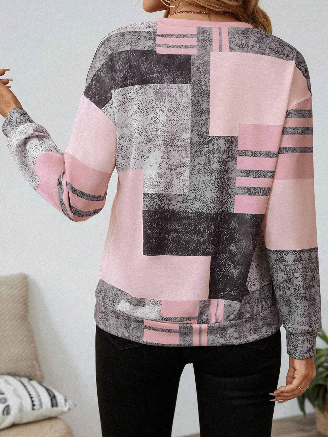 Sudadera Oona con estampado patchwork color block y cremallera de un cuarto