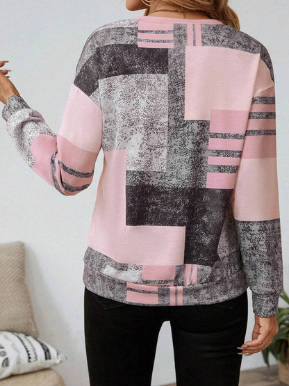 Sudadera Oona con estampado patchwork color block y cremallera de un cuarto