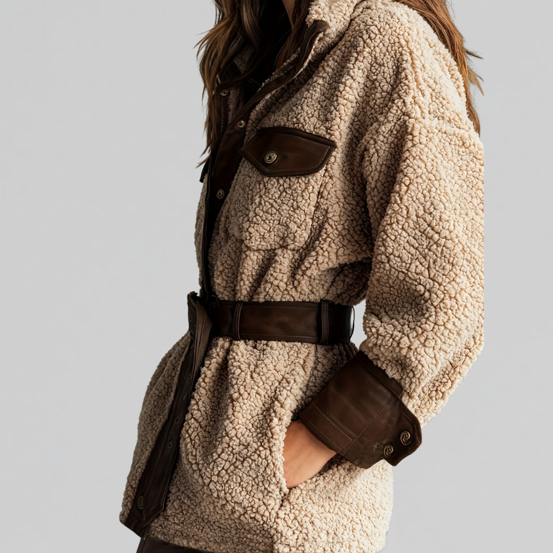 Bridget | Belted Sherpa Teddy Jacket