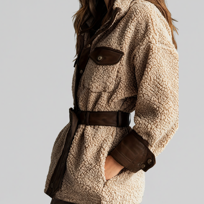 Bridget | Belted Sherpa Teddy Jacket