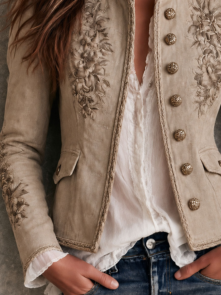 Isabella | Embroidered Suede Jacket