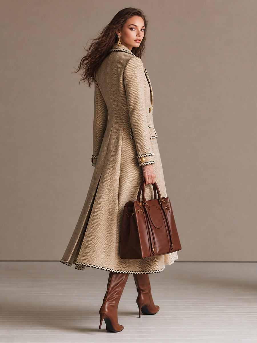 Celeste | Tailored Herringbone Long Coat