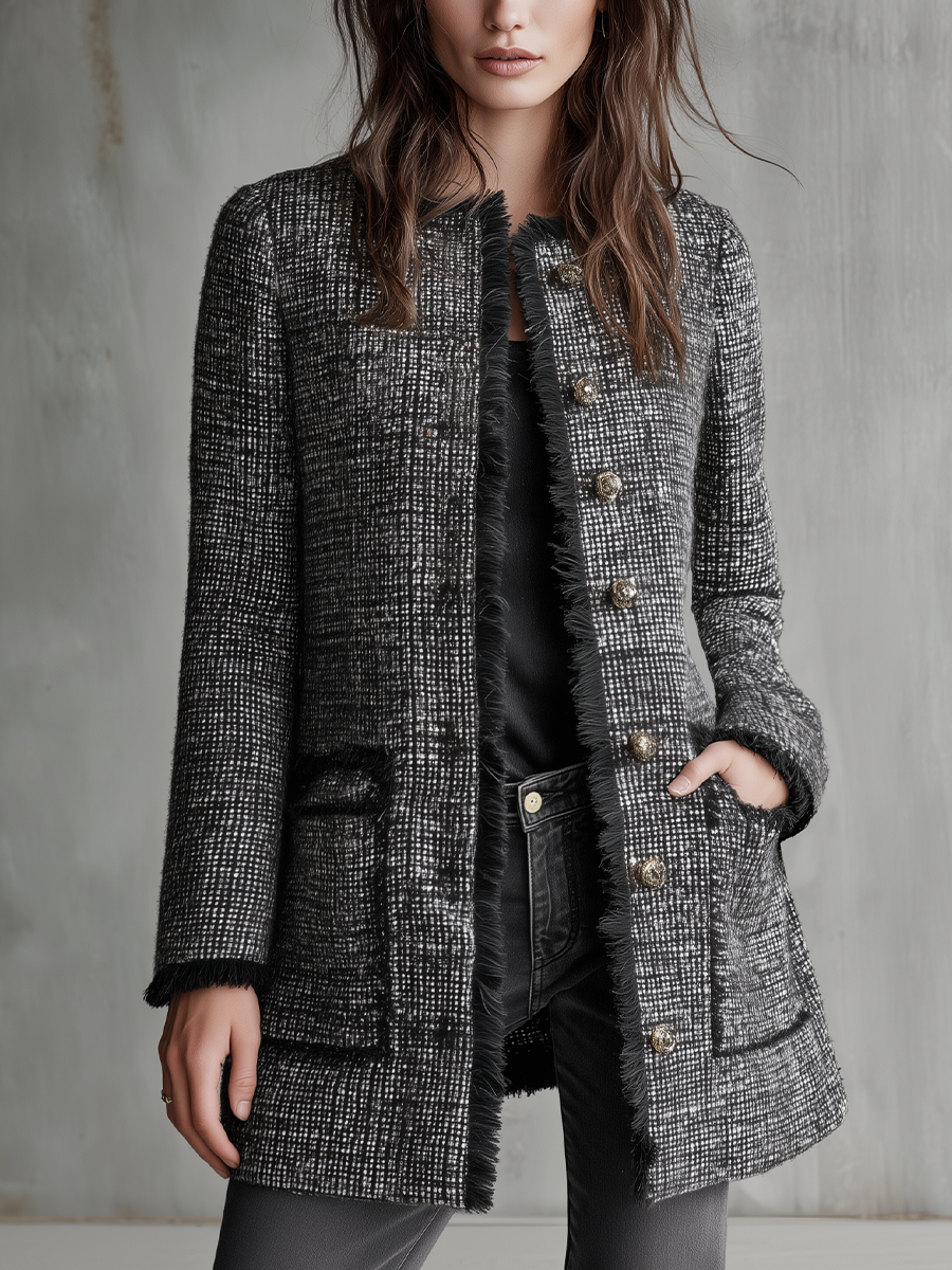 Celestine | Textured Tweed Longline Jacket