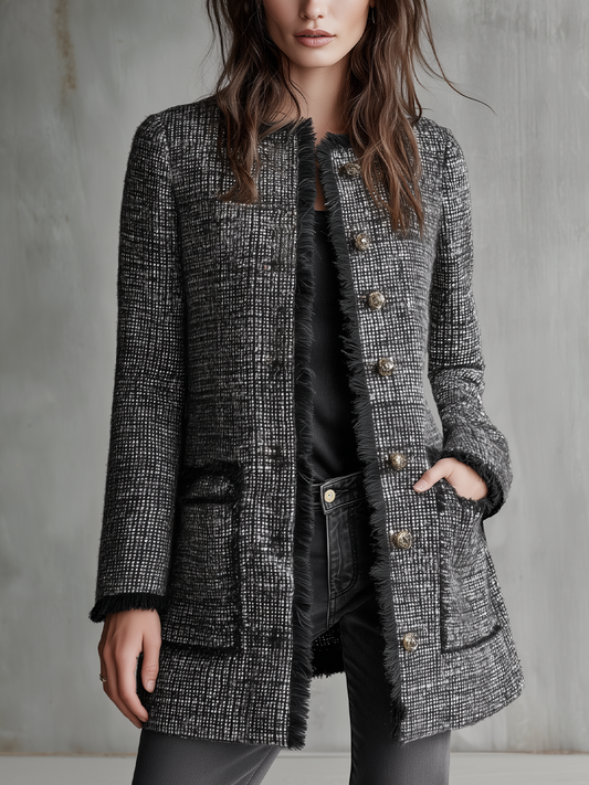 Celestine | Textured Tweed Longline Jacket