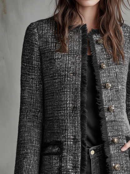 Celestine | Textured Tweed Longline Jacket
