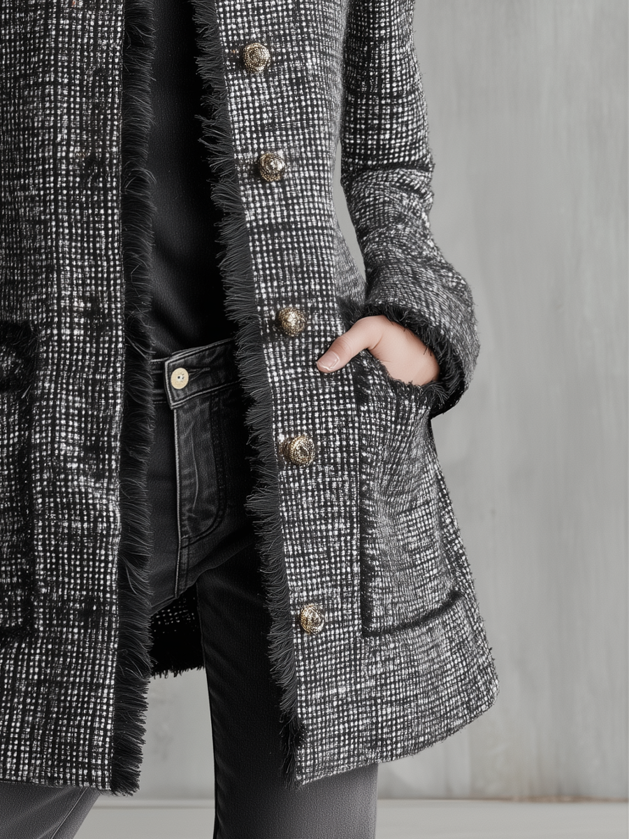 Celestine | Textured Tweed Longline Jacket