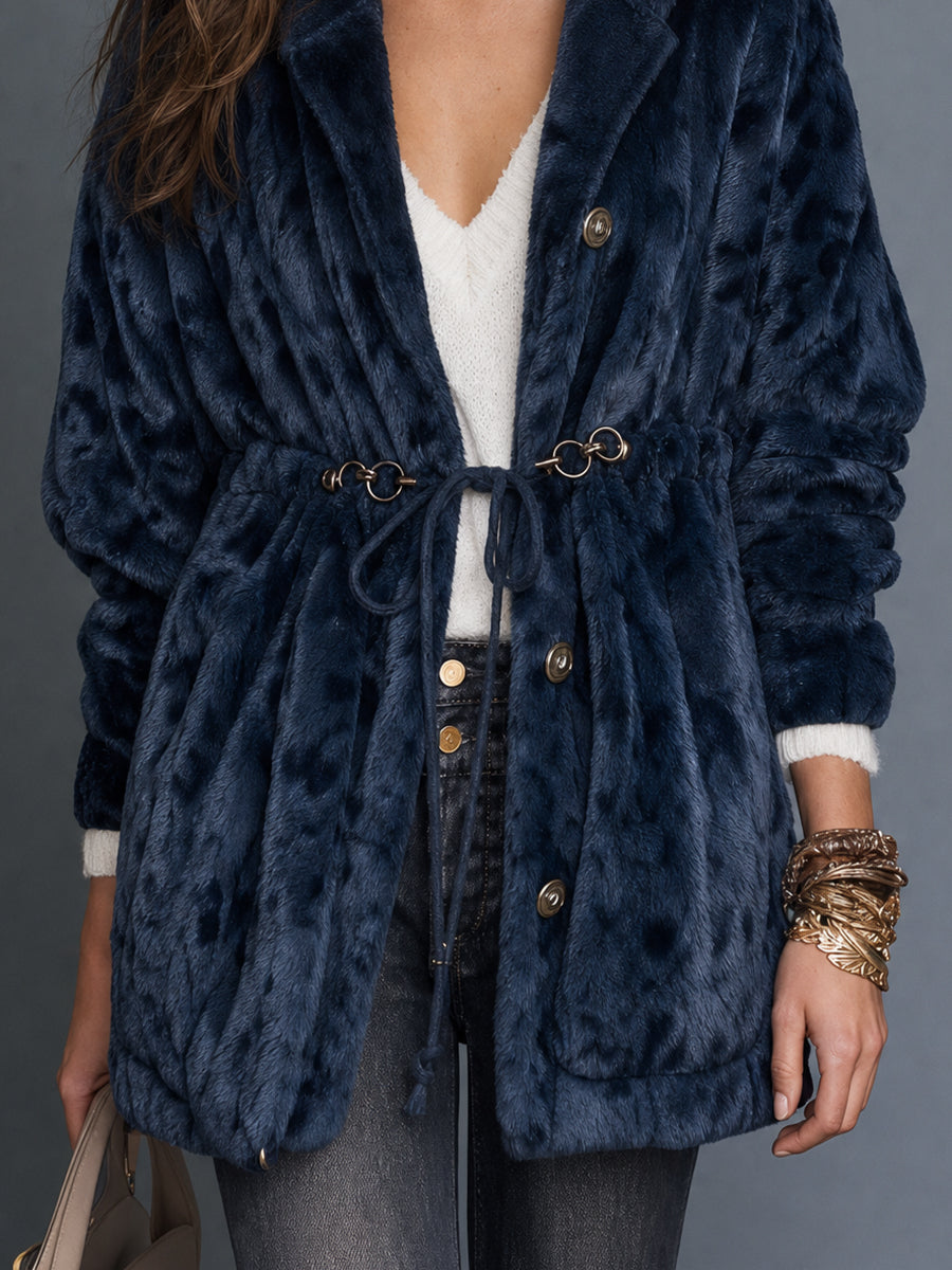 Elowen | Hooded Faux Fur Drawstring Jacket