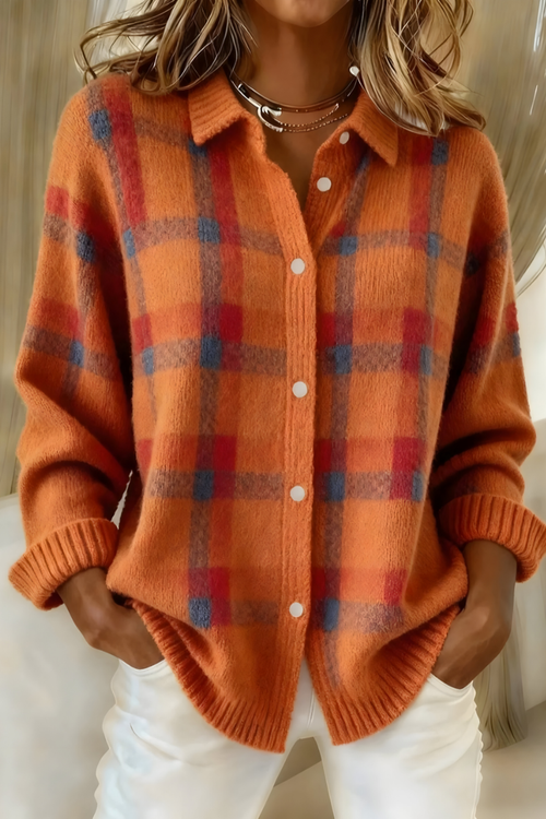 Georgina | Plaid Button-Front Cardigan
