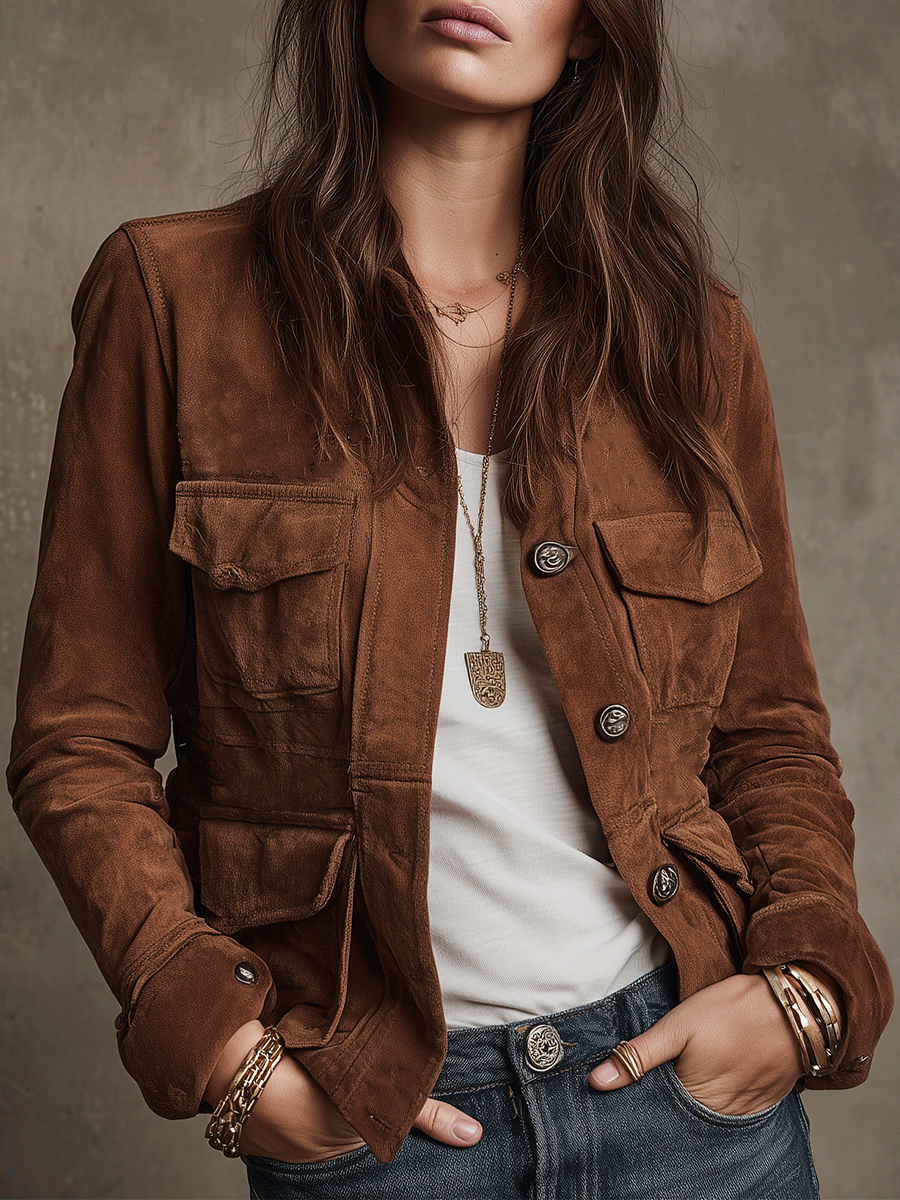 Elena | Suede Utility Jacket