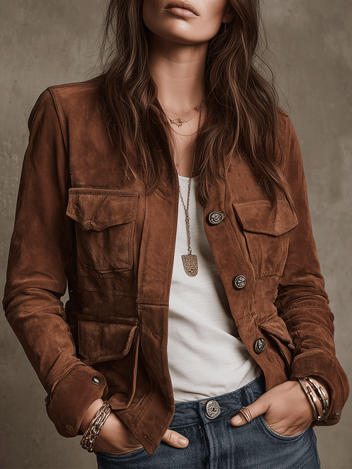 Elena | Suede Utility Jacket