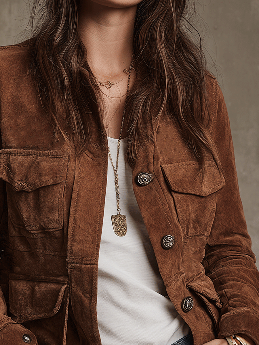 Elena | Suede Utility Jacket