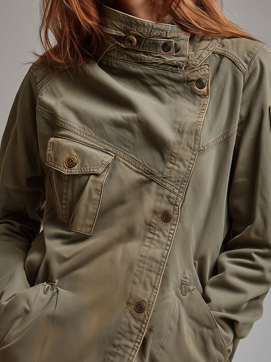 Camille | High Collar Utility Pocket Jacket