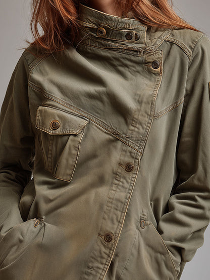Camille | High Collar Utility Pocket Jacket