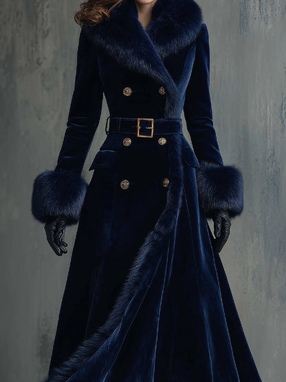 Seraphina | Faux Fur Trim Velvet Maxi Coat