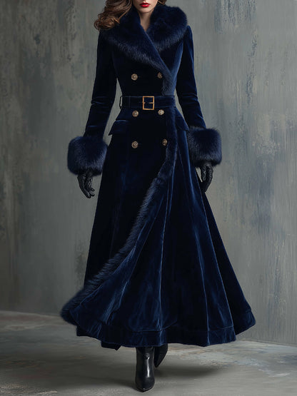 Seraphina | Faux Fur Trim Velvet Maxi Coat