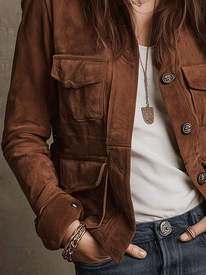 Elena | Suede Utility Jacket