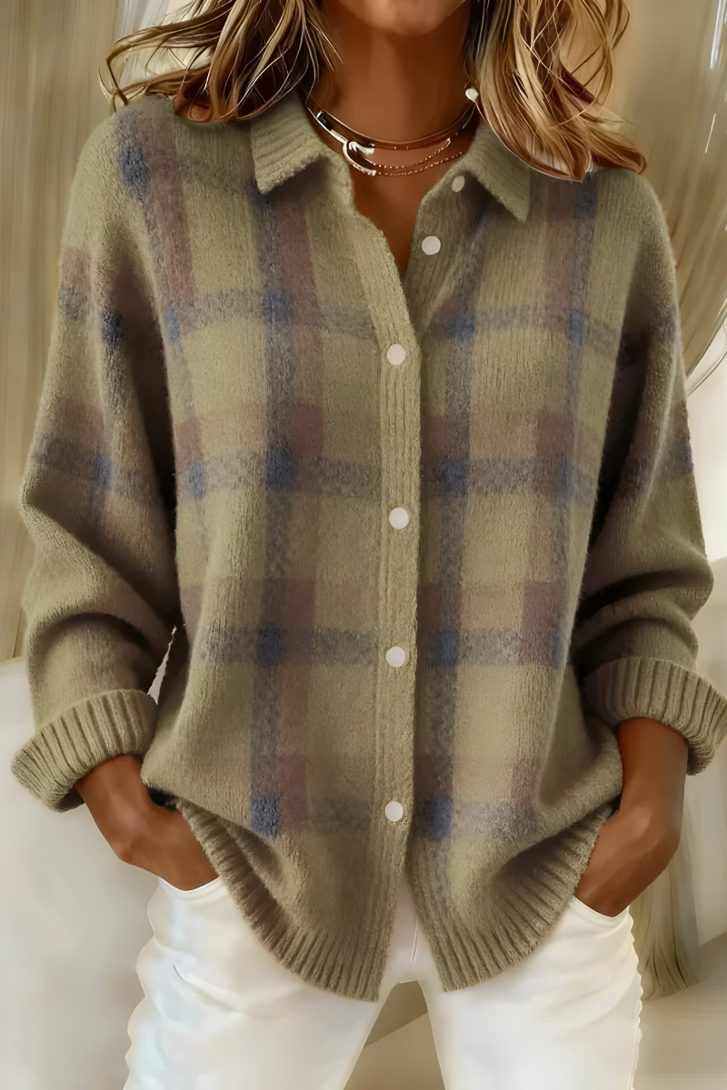 Georgina | Plaid Button-Front Cardigan