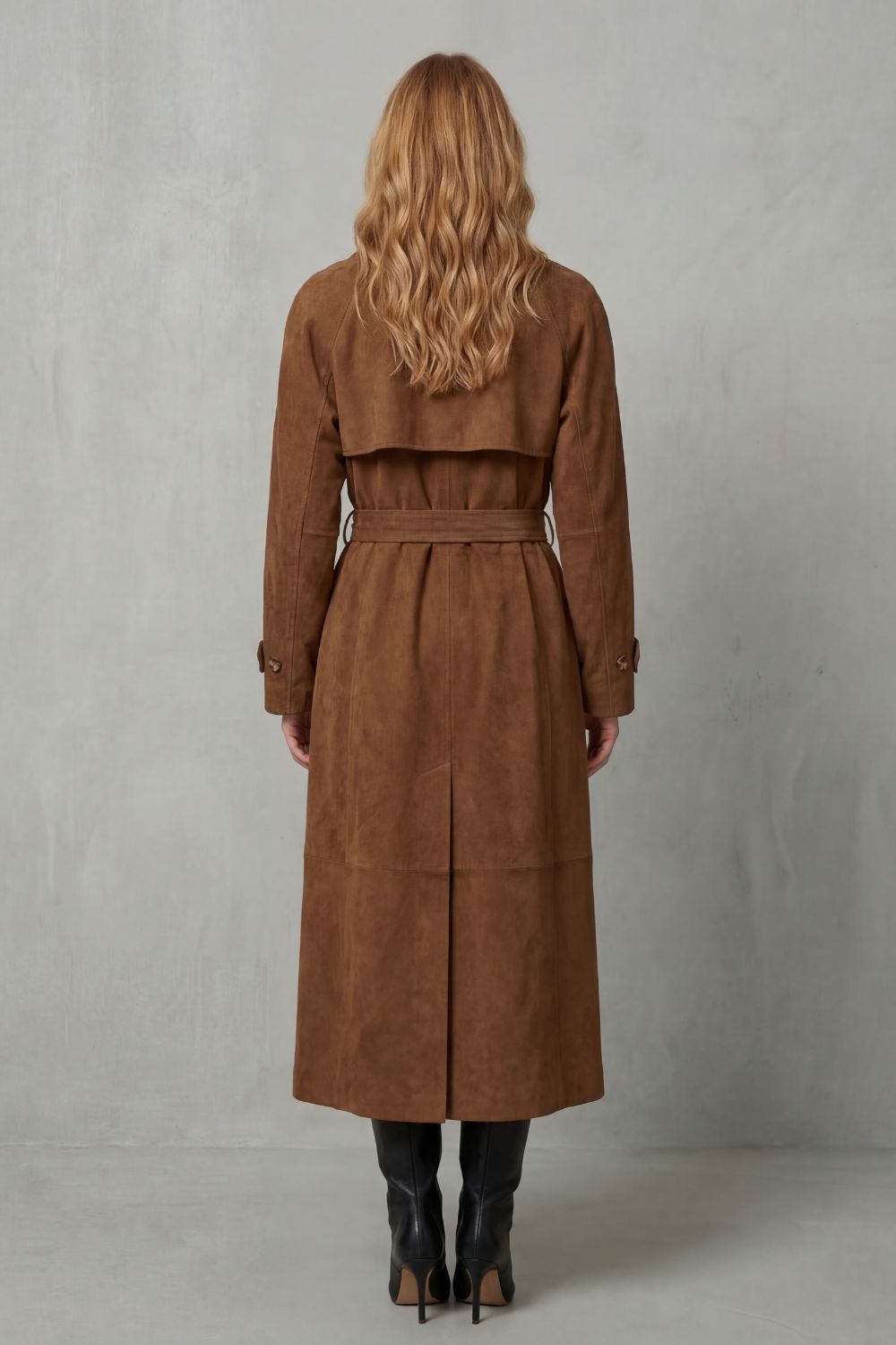 Savannah | Suede Double Breasted Belted Trench Coat