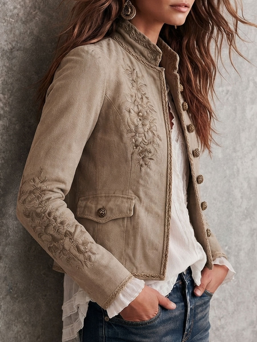 Isabella | Embroidered Suede Jacket