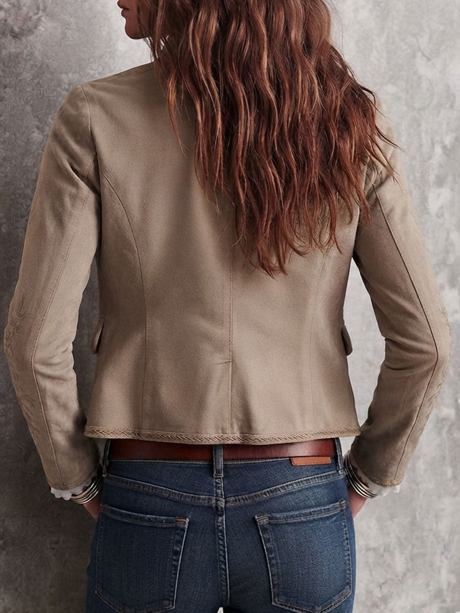 Isabella | Embroidered Suede Jacket