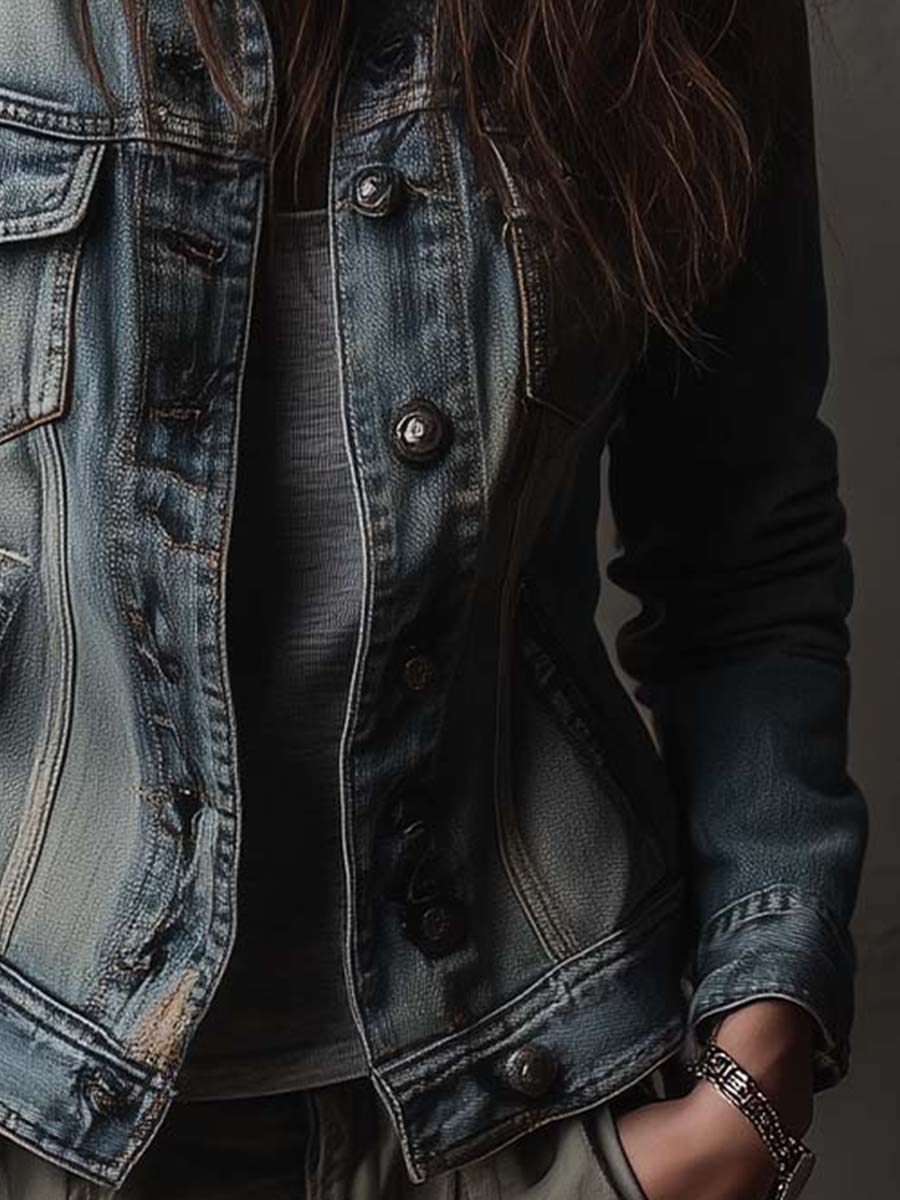 Elara | Denim Military Utility Jacket