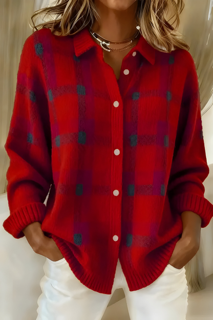 Georgina | Plaid Button-Front Cardigan