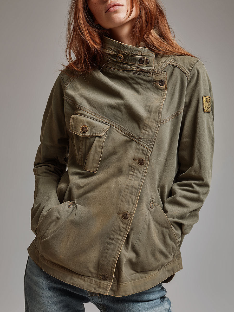 Camille | High Collar Utility Pocket Jacket
