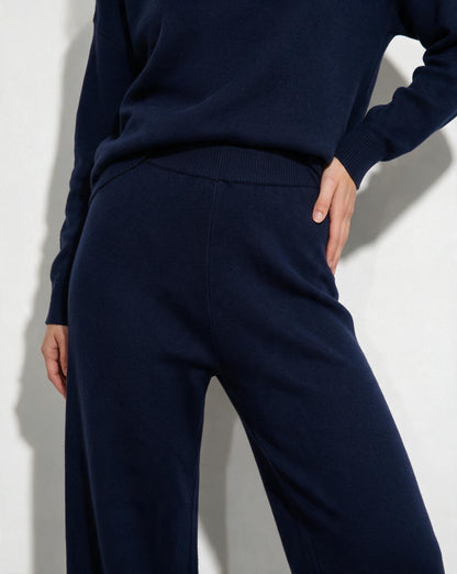 Marelia | Conjunto de punto para estar en casa, con cuello alto y pantalón de pierna ancha